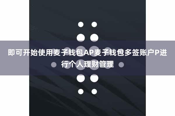 即可开始使用麦子钱包AP麦子钱包多签账户P进行个人理财管理